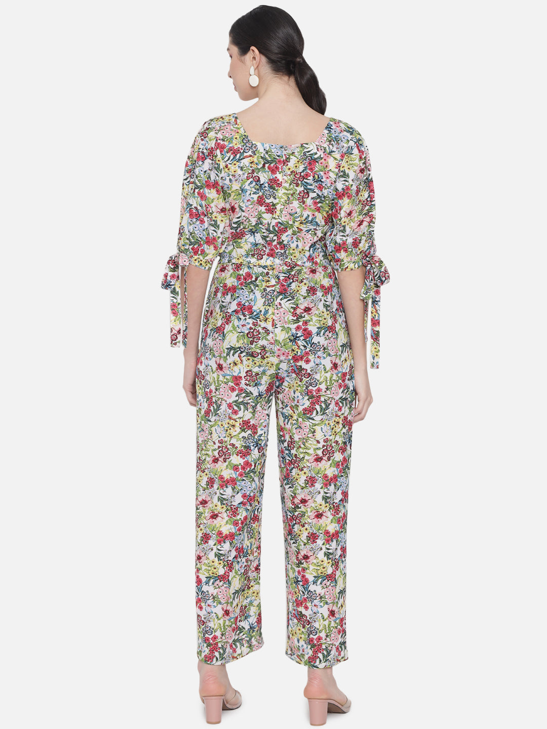 Multicolor Floral Square Neck Jumpsuit for Women