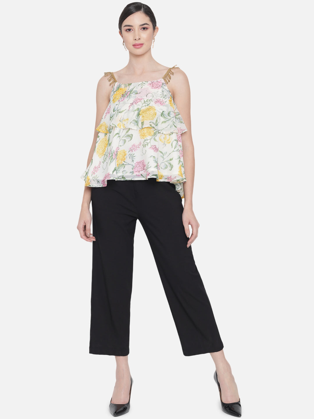Floral Sleeveless Tiered Top for Women