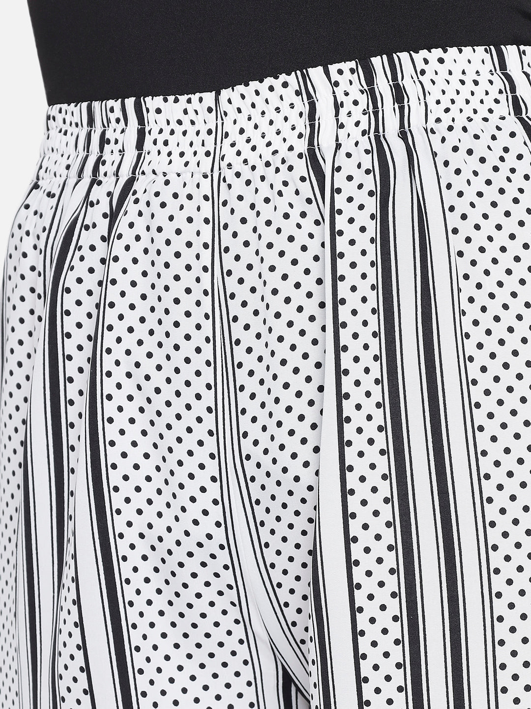 White Polka Dot Regular Fit Straight Palazzo for Women