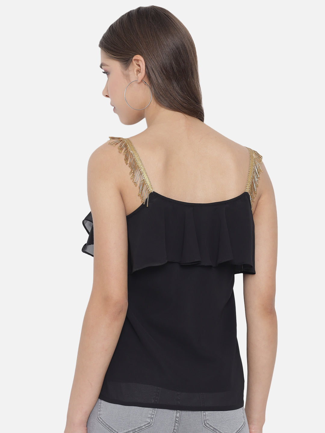 Solid Sleeveless Poly Georgette Top for Women