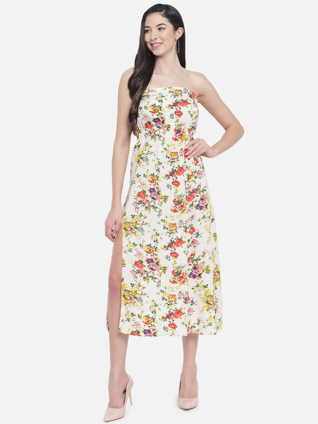 Multicolor Floral Sleeveless Tube Dress for Women