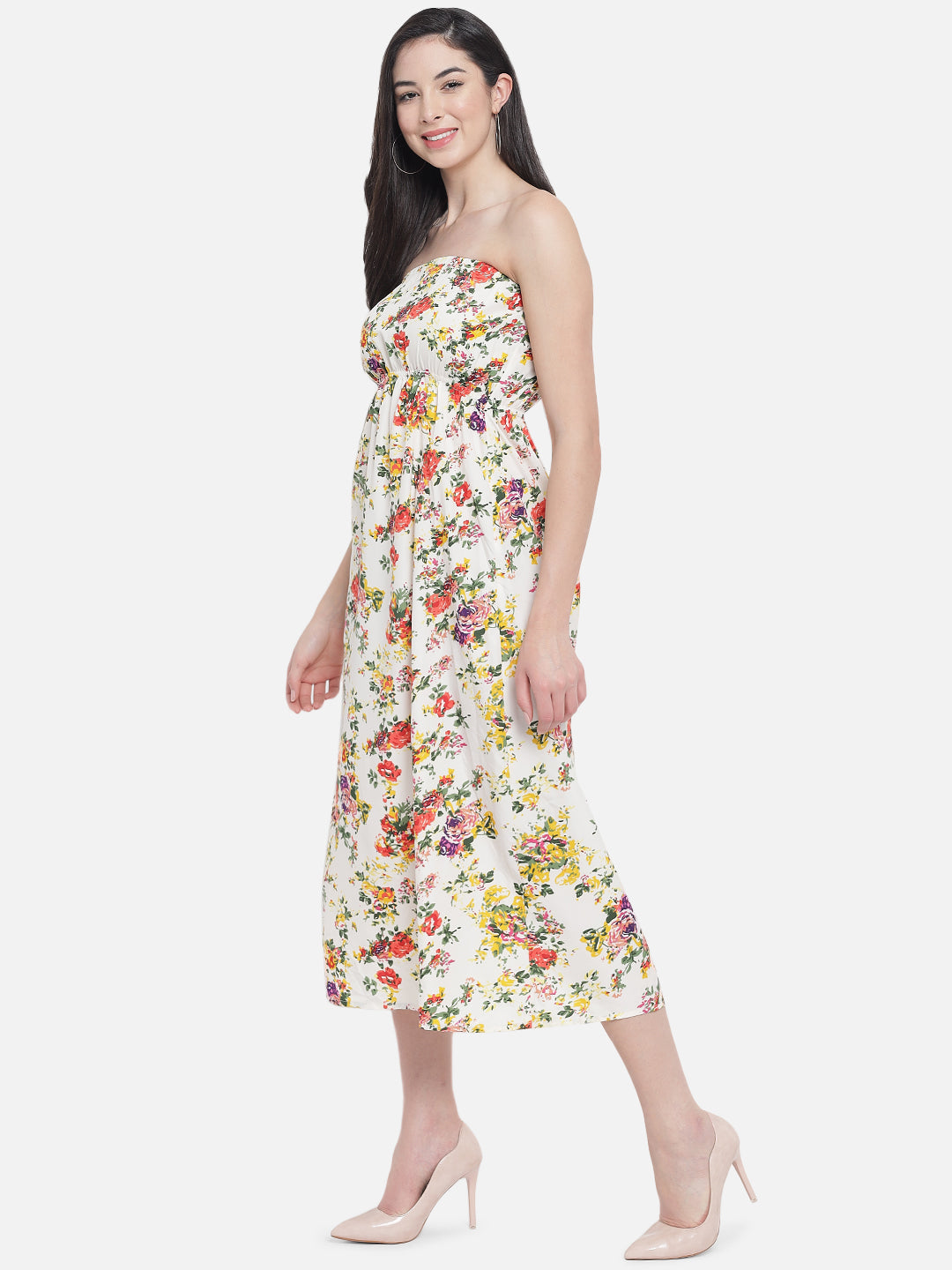 Multicolor Floral Sleeveless Tube Dress for Women