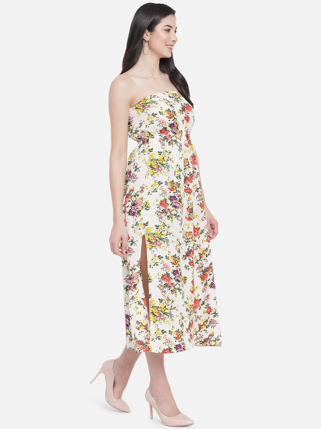 Multicolor Floral Sleeveless Tube Dress for Women