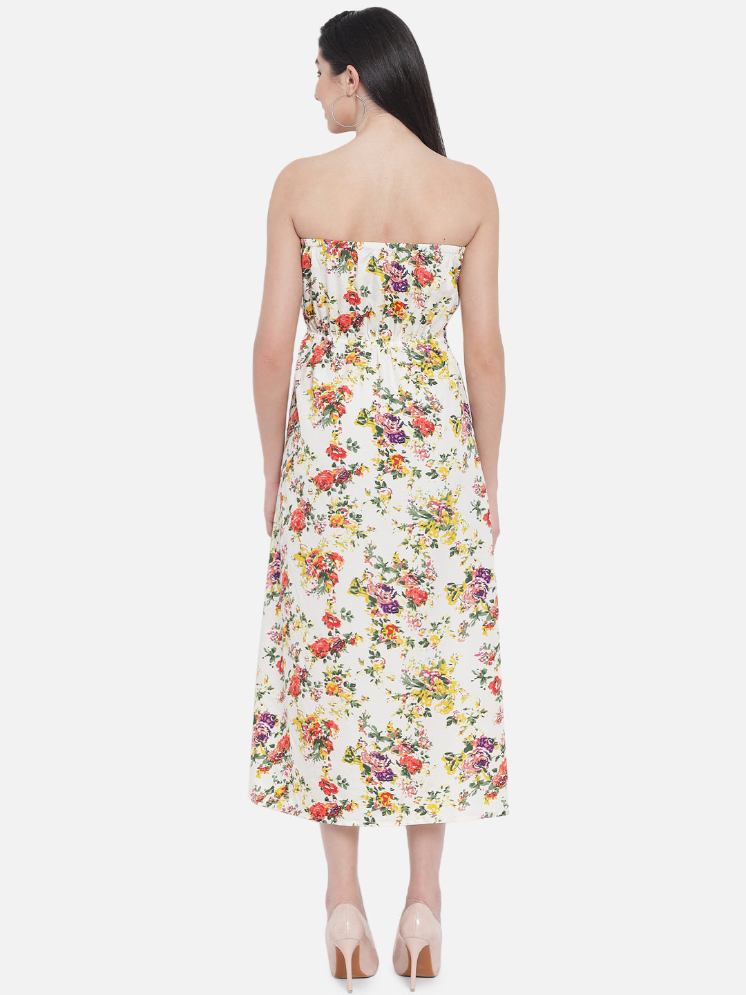 Multicolor Floral Sleeveless Tube Dress for Women
