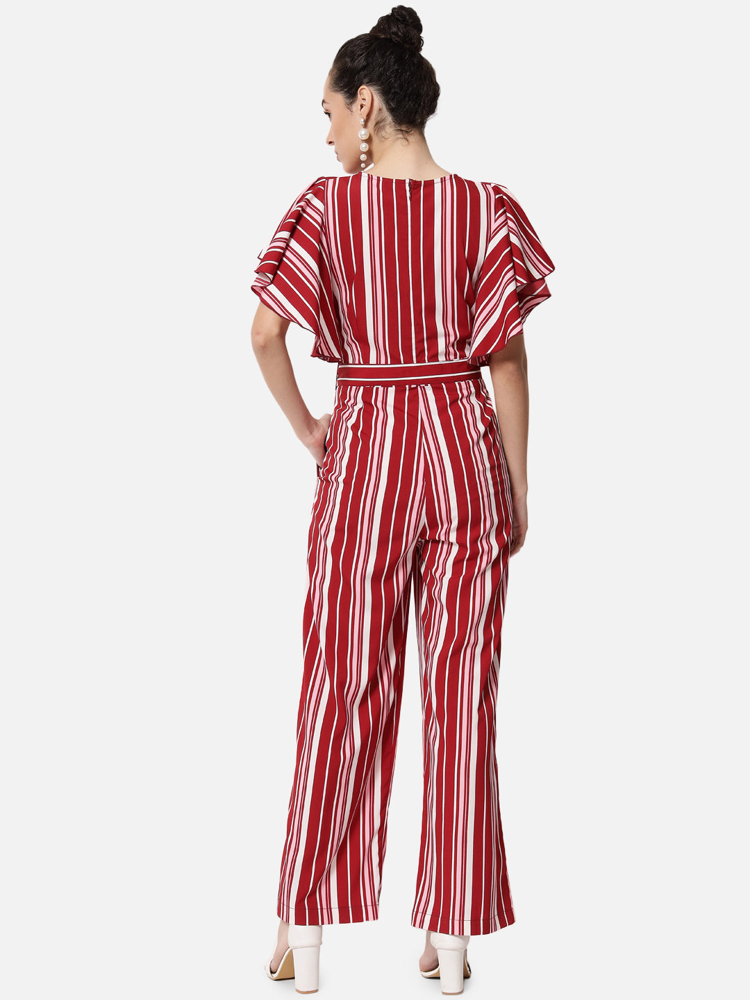 Multicolor Stripes V-neck Jumpsuit for Women
