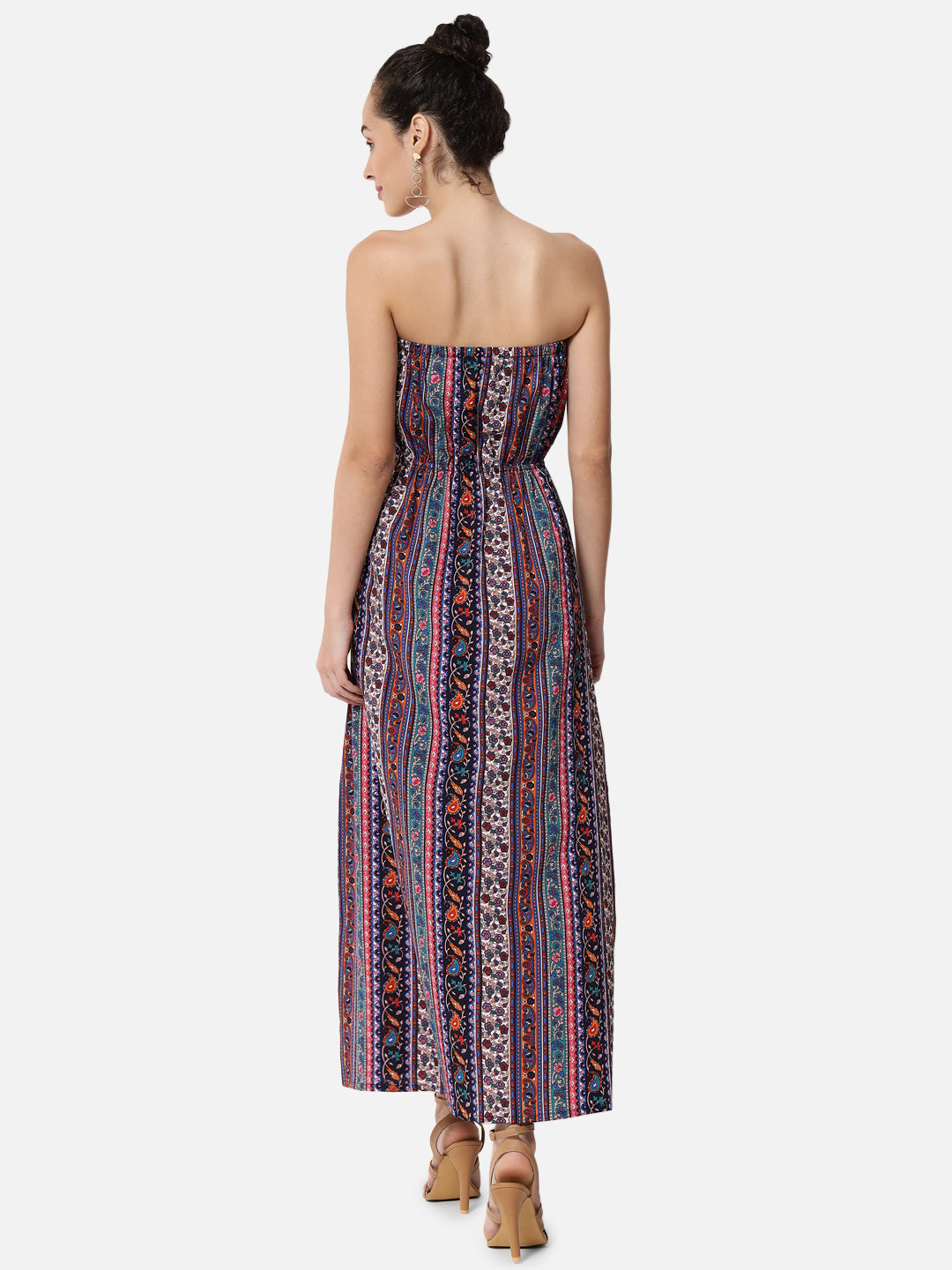 Multicolor All-Over Printed Sleeveless Tube Dress for Women