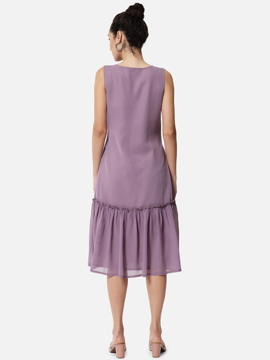Solid Purple Sleeveless Dress for Women