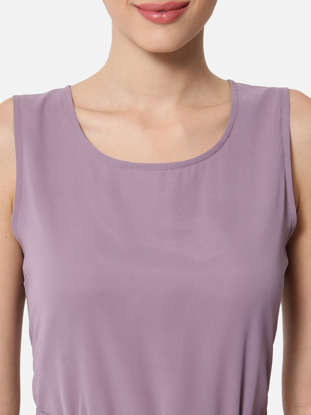 Solid Purple Sleeveless Dress for Women