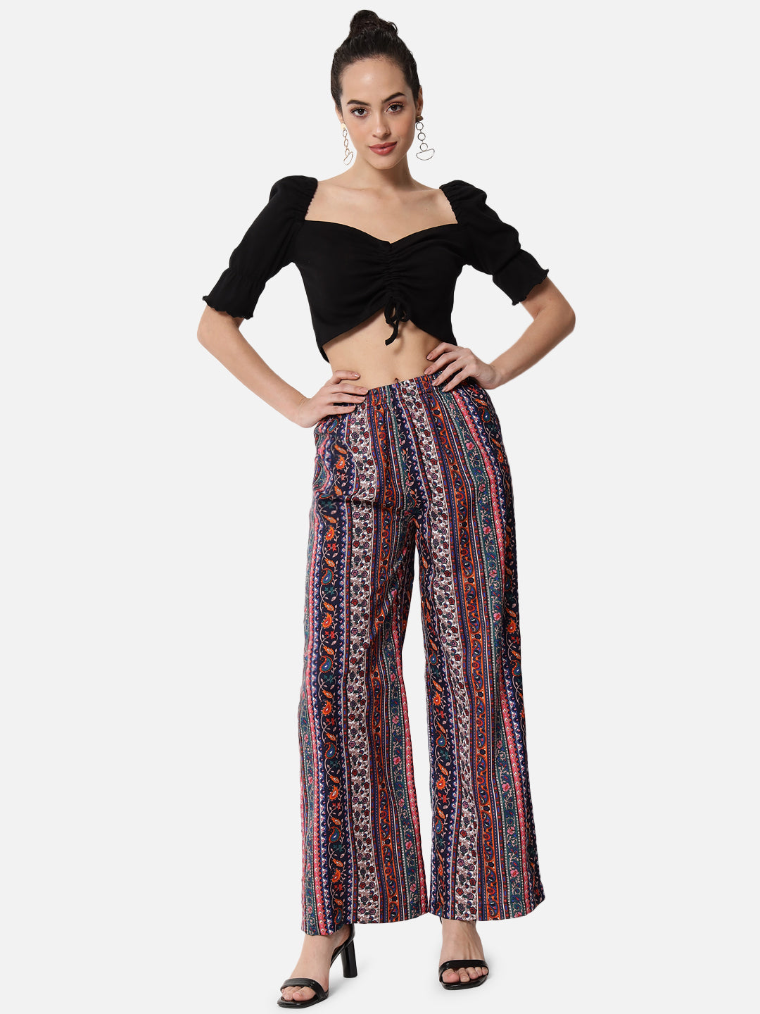 Multicolor All-Over Printed Regular Fit Straight Palazzo for Women