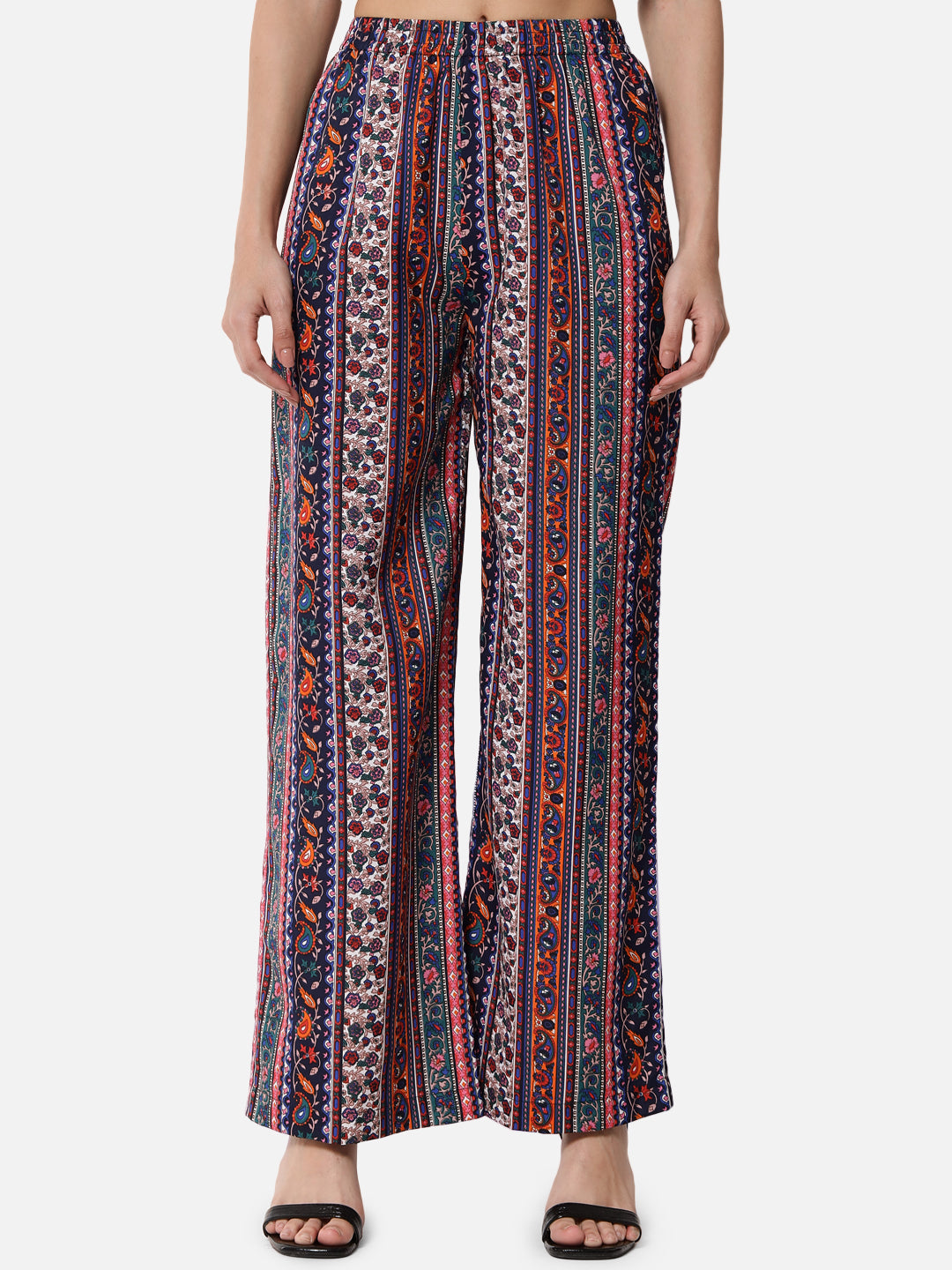Multicolor All-Over Printed Regular Fit Straight Palazzo for Women