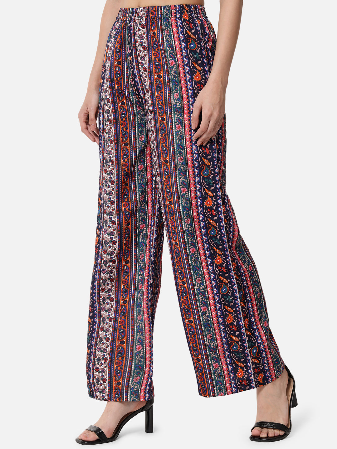 Multicolor All-Over Printed Regular Fit Straight Palazzo for Women