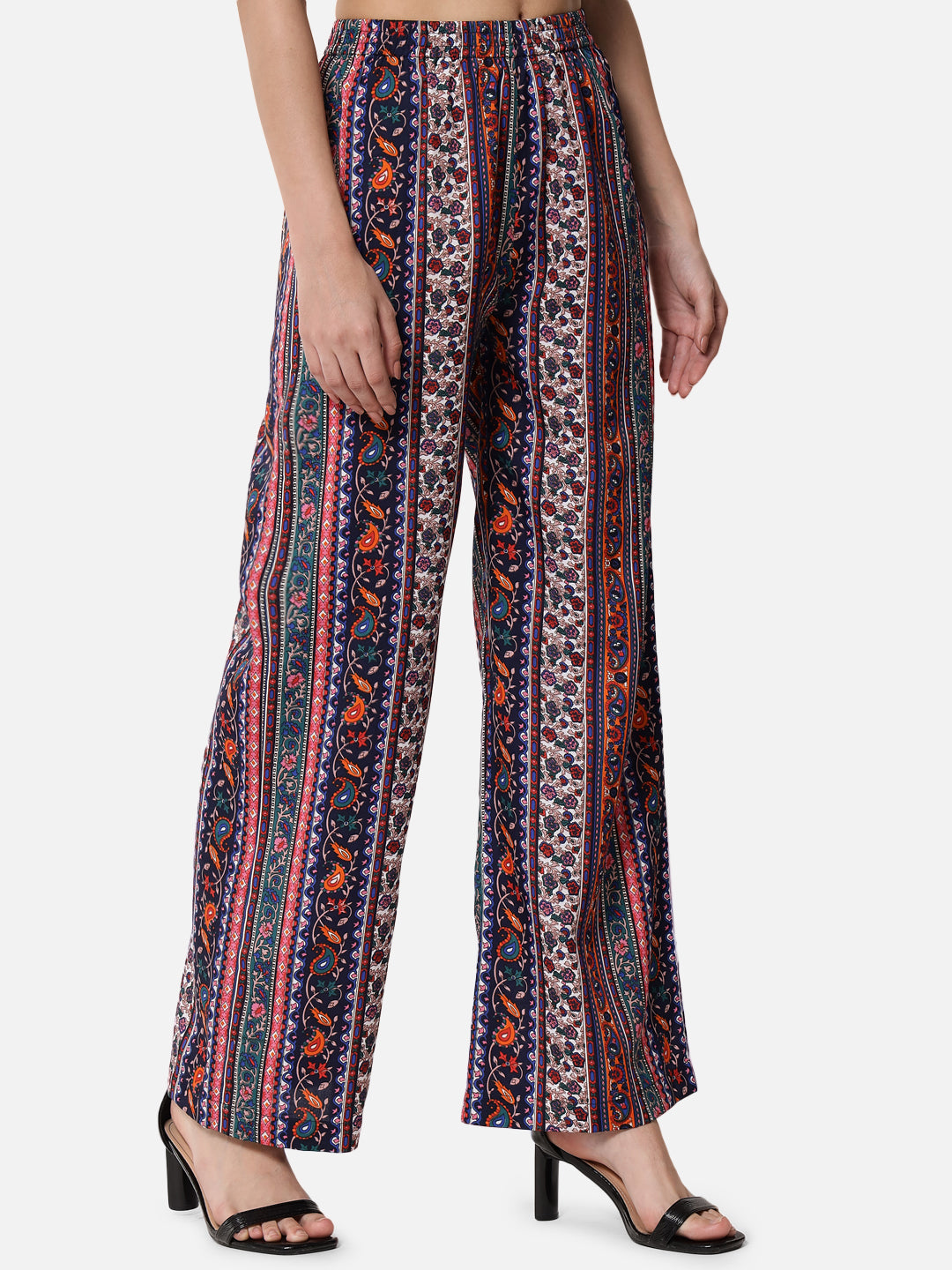Multicolor All-Over Printed Regular Fit Straight Palazzo for Women