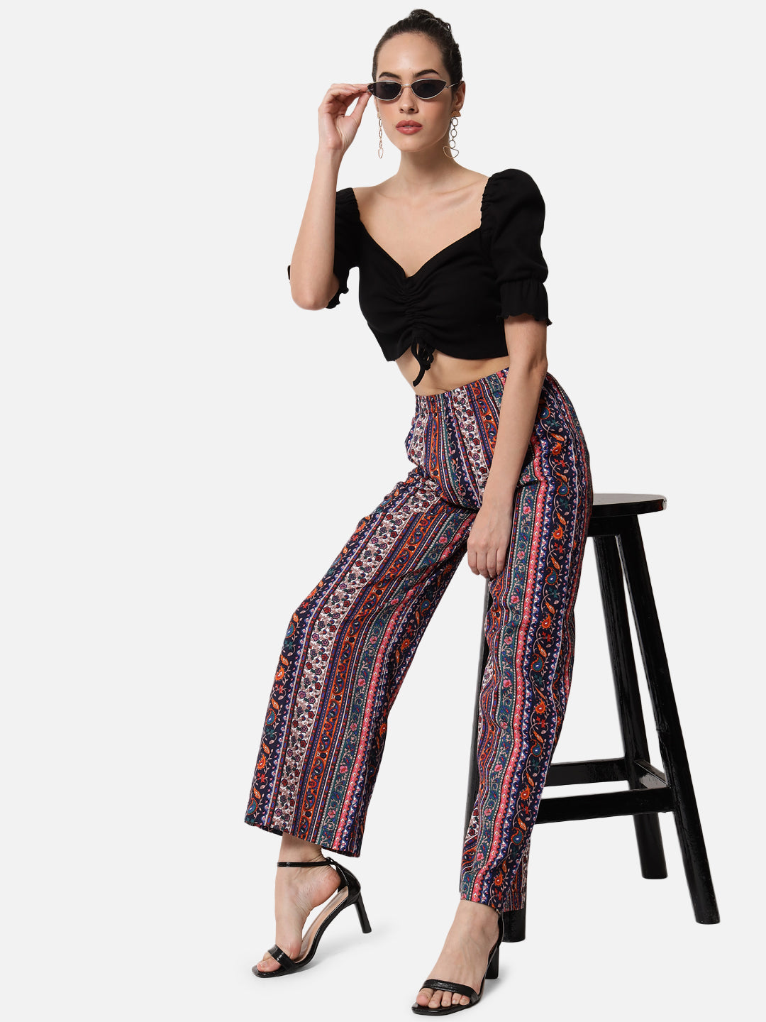 Multicolor All-Over Printed Regular Fit Straight Palazzo for Women