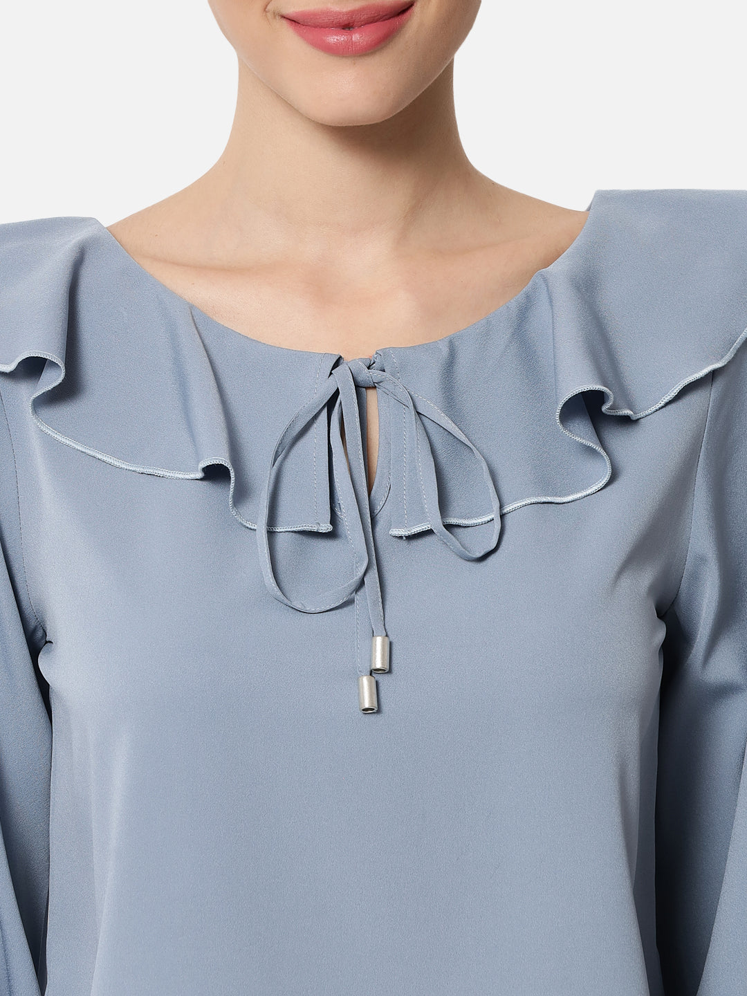 Solid Tie-Up Neck Top for Women