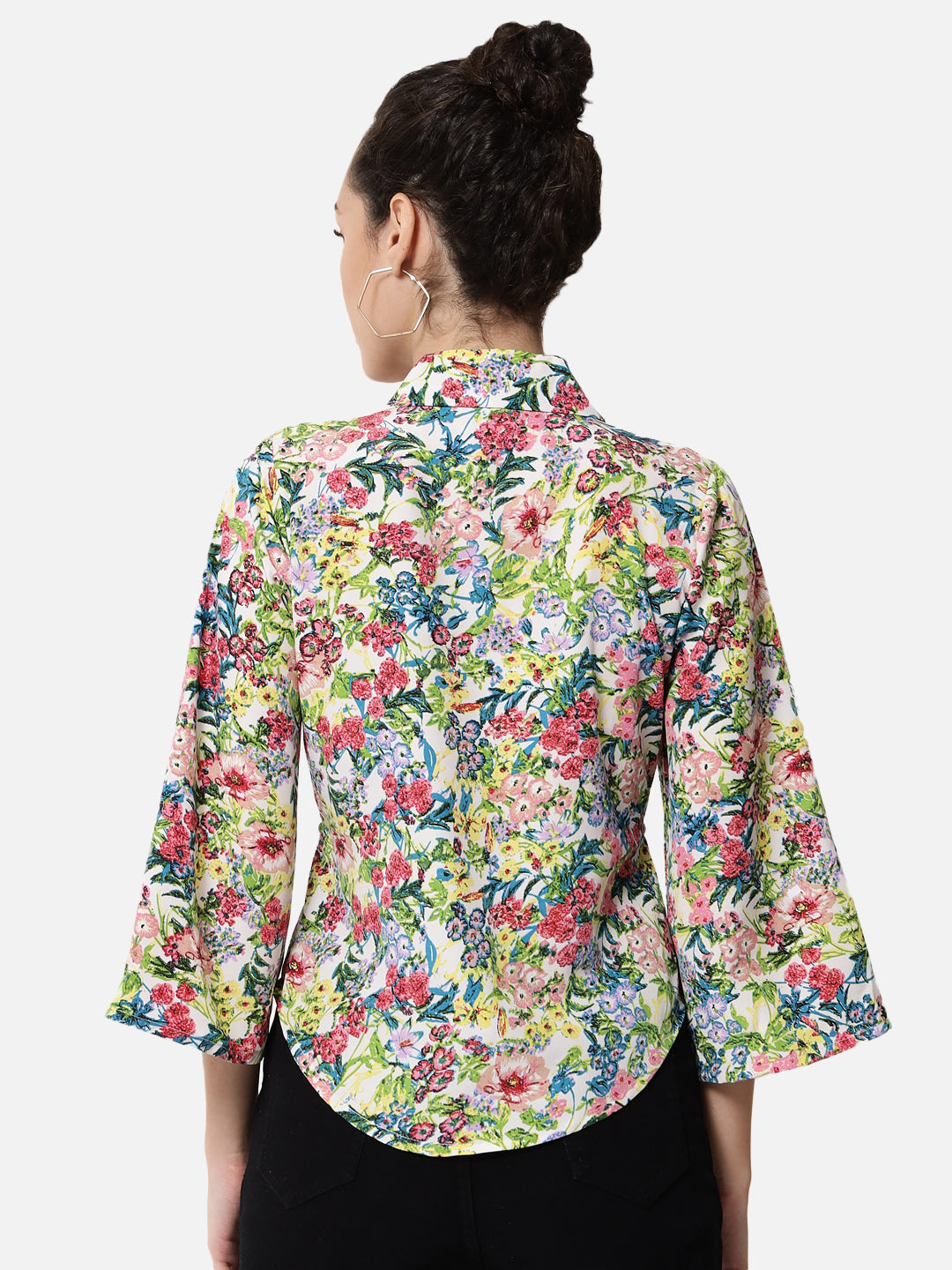 Multicolor Floral Collar Neck Top for Women