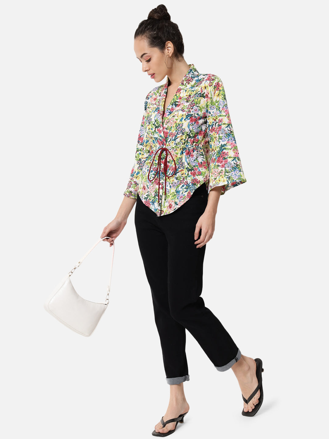 Multicolor Floral Collar Neck Top for Women