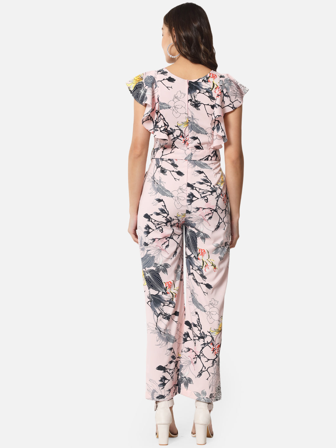 Pink Floral Sleeveless Jumpsuit for Women