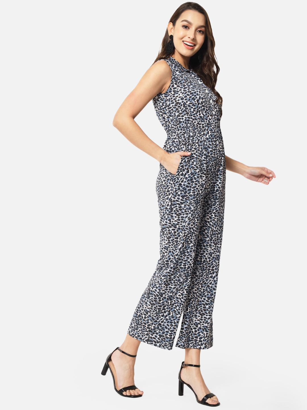 Tiger Print Sleeveless Jumpsuit for Women