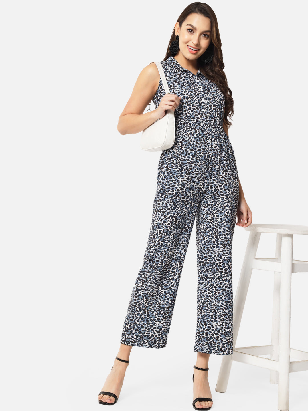 Tiger Print Sleeveless Jumpsuit for Women