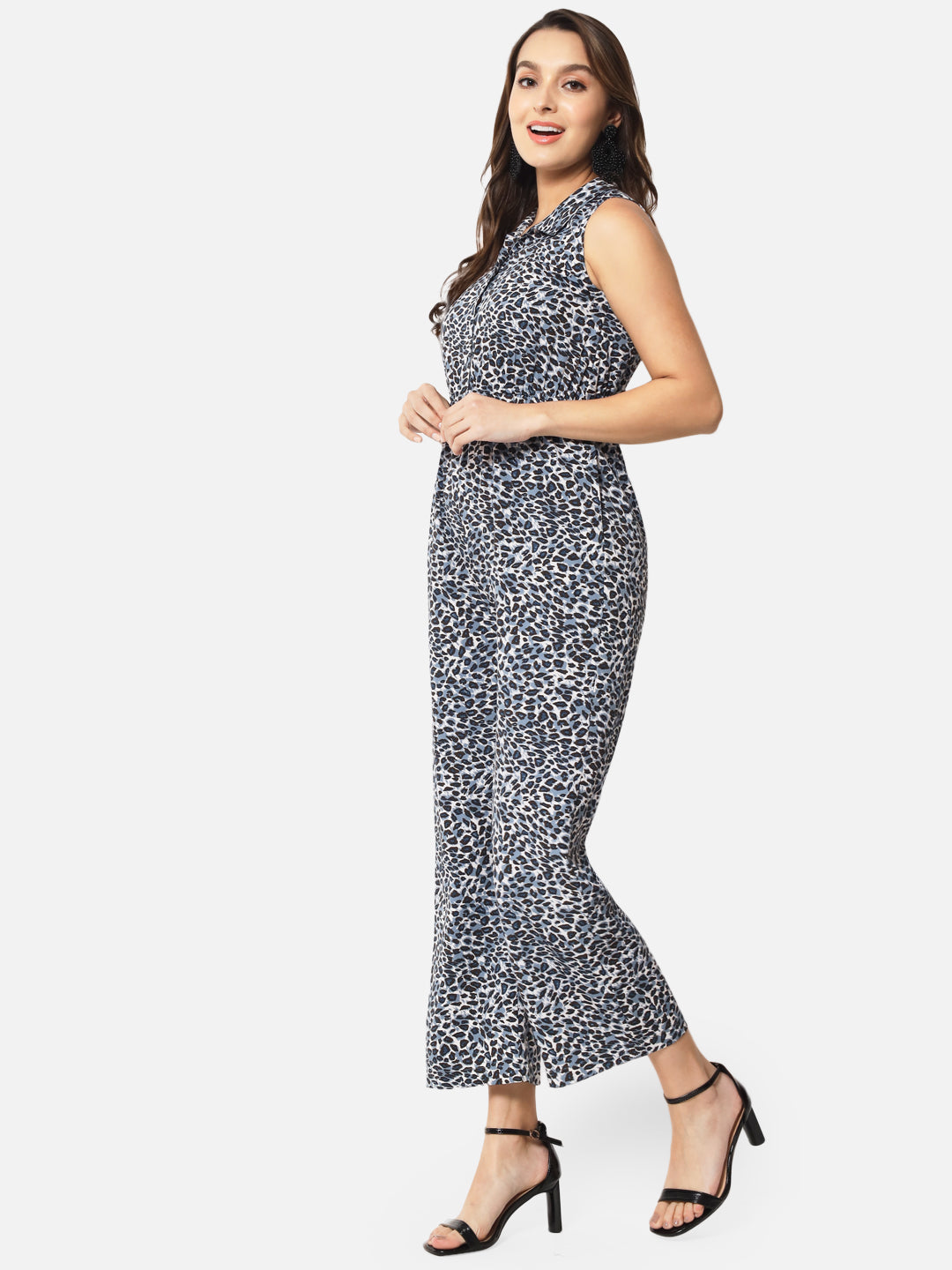 Tiger Print Sleeveless Jumpsuit for Women