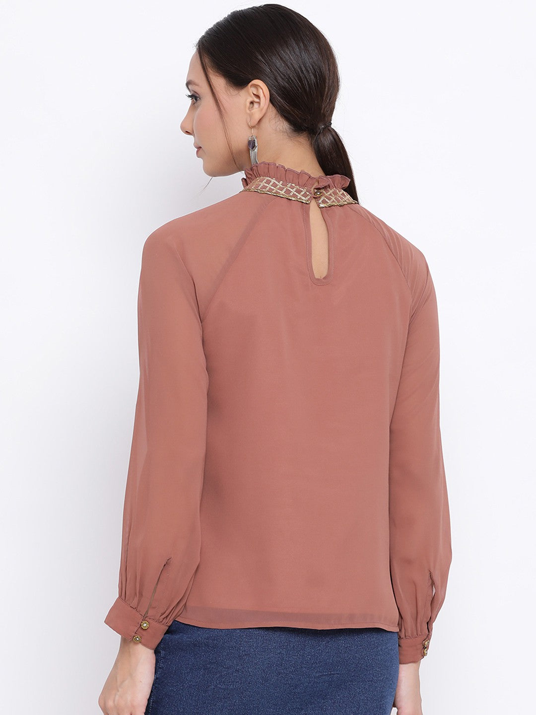 Solid High Neck Top for Women