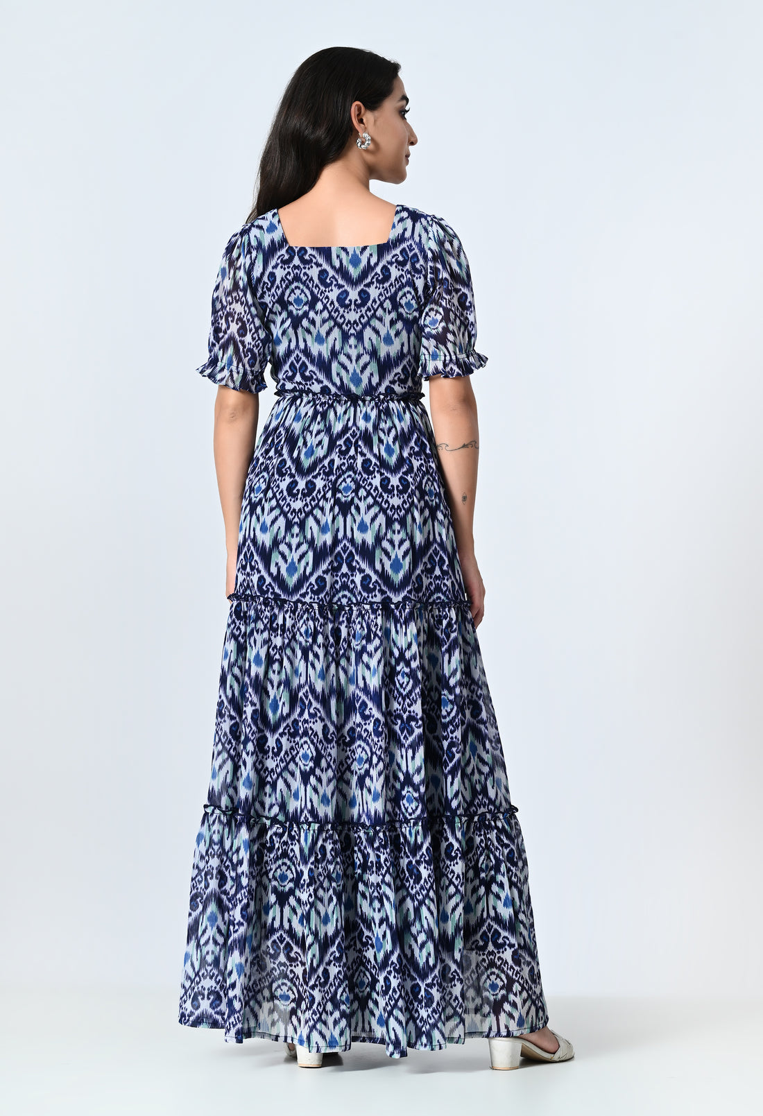 Multicolor Half Sleeve Ankle Length Dress for Women