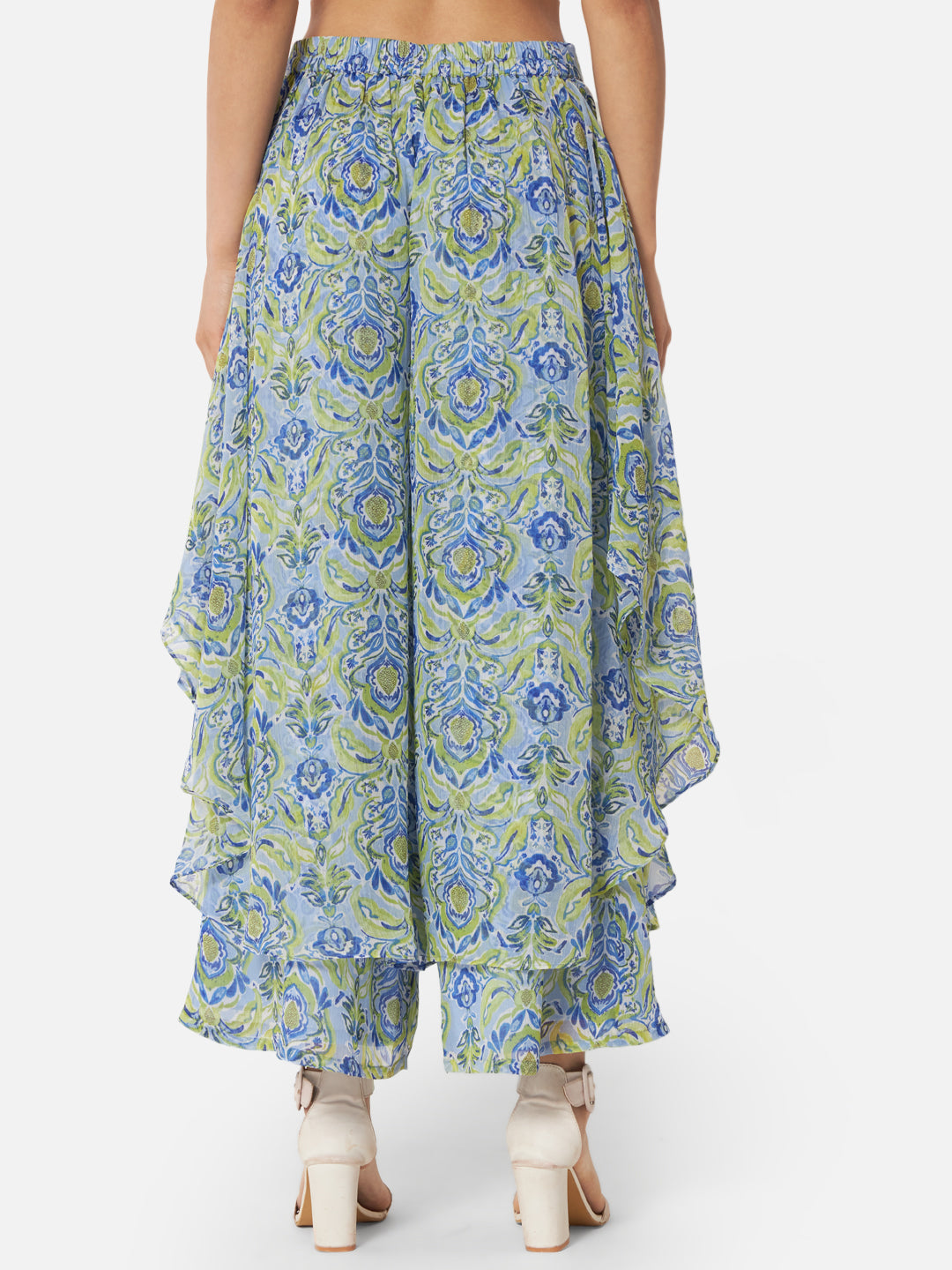 Floral Loose Fit Poly Georgette Flare Palazzo for Women