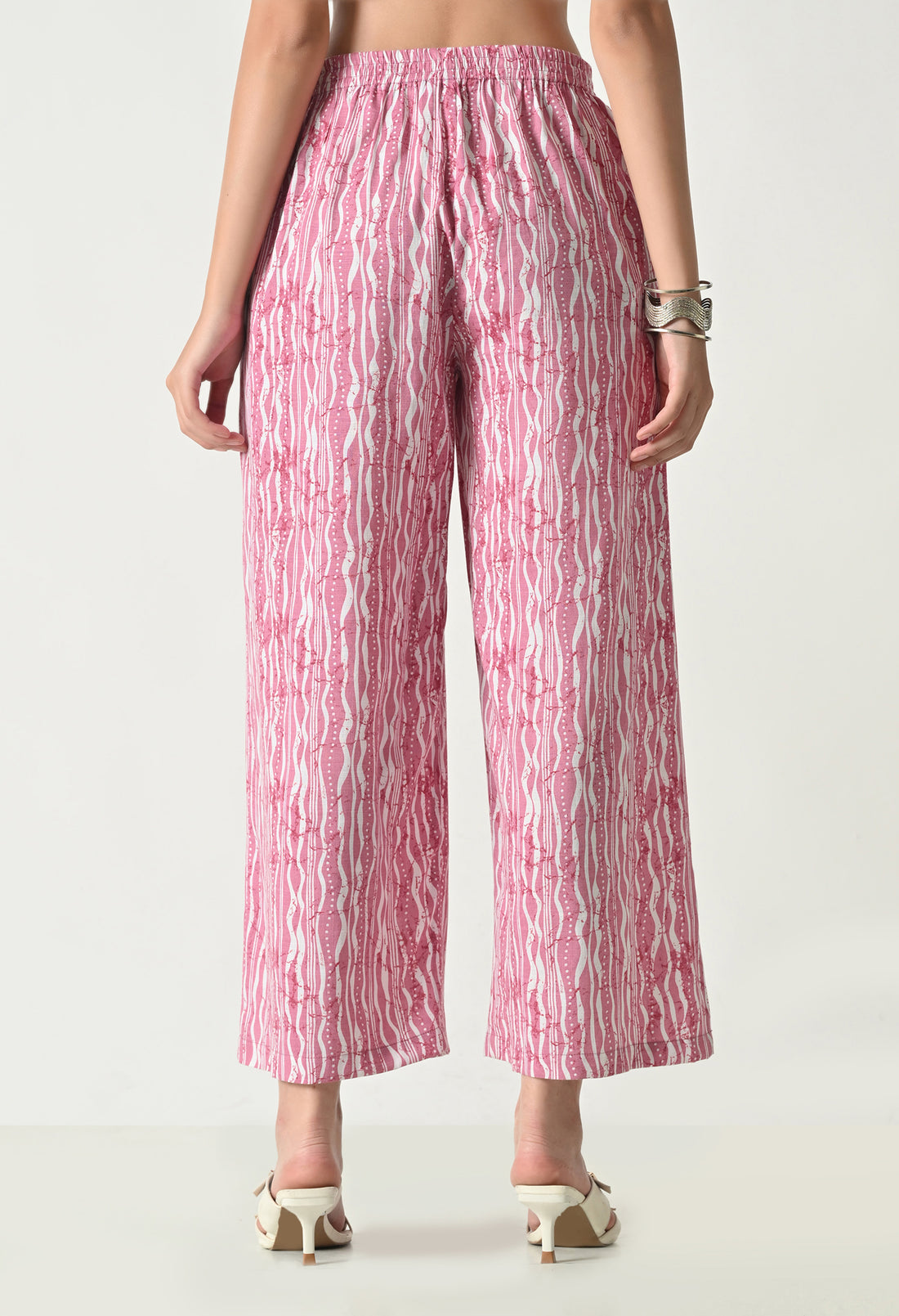 Pink Floral Printed Regular Fit Palazzo for Women