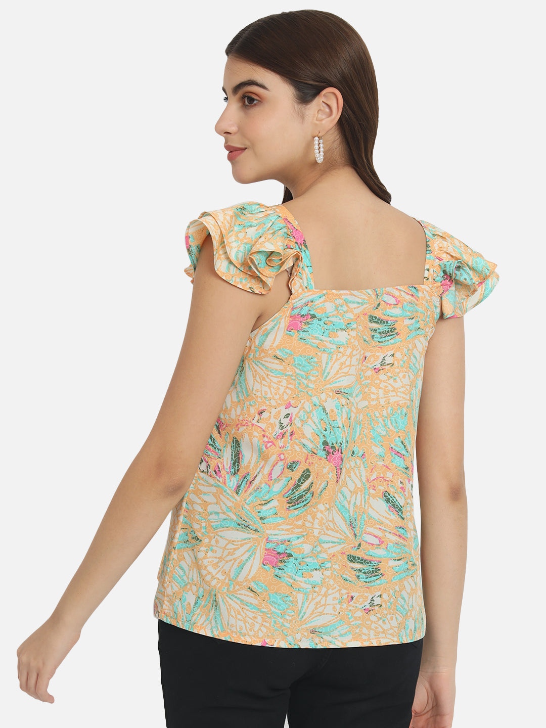 Multicolor Floral Square Neck Top for Women