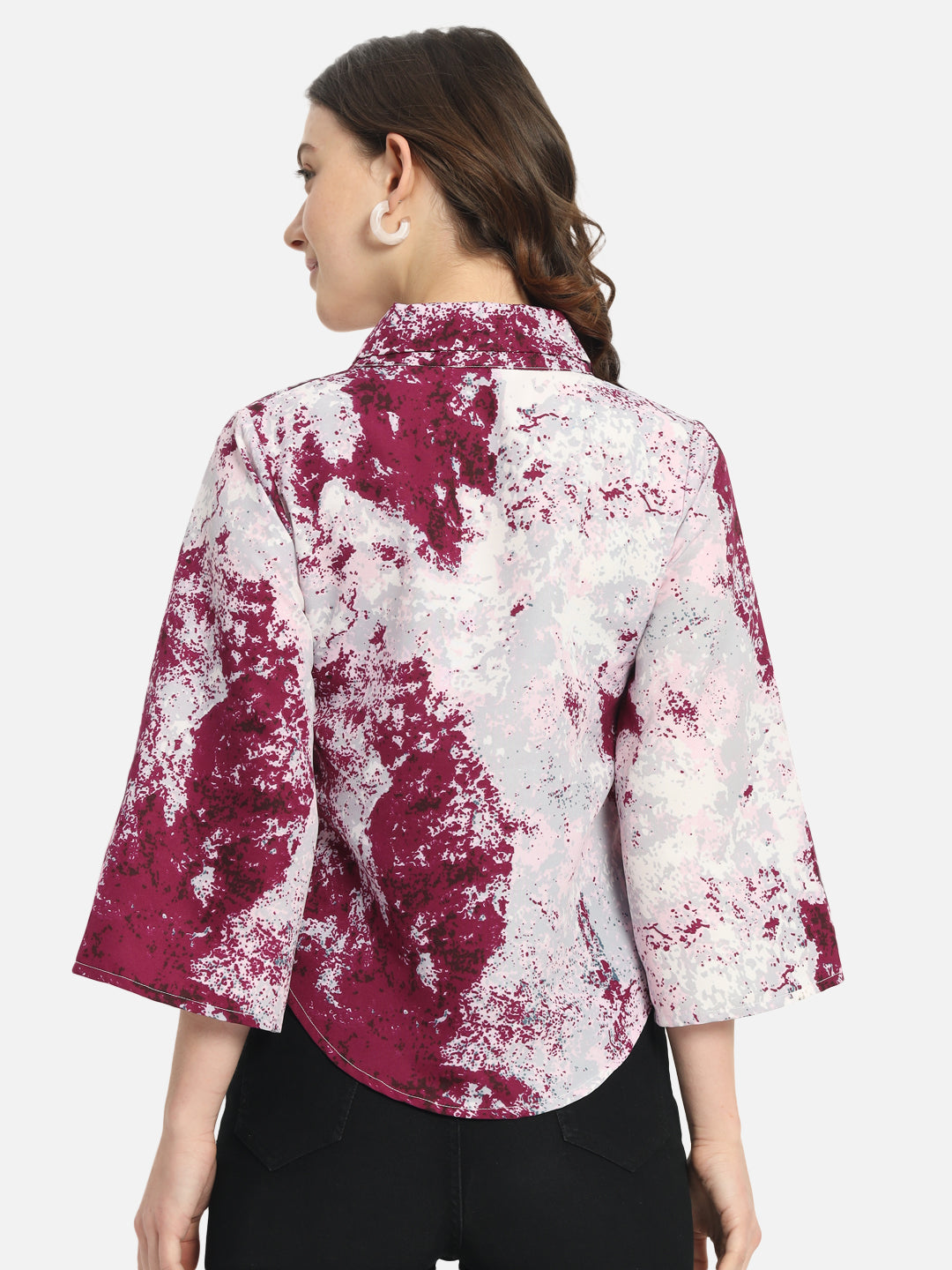 Multicolor Tie & Dye Collar Neck Top for Women