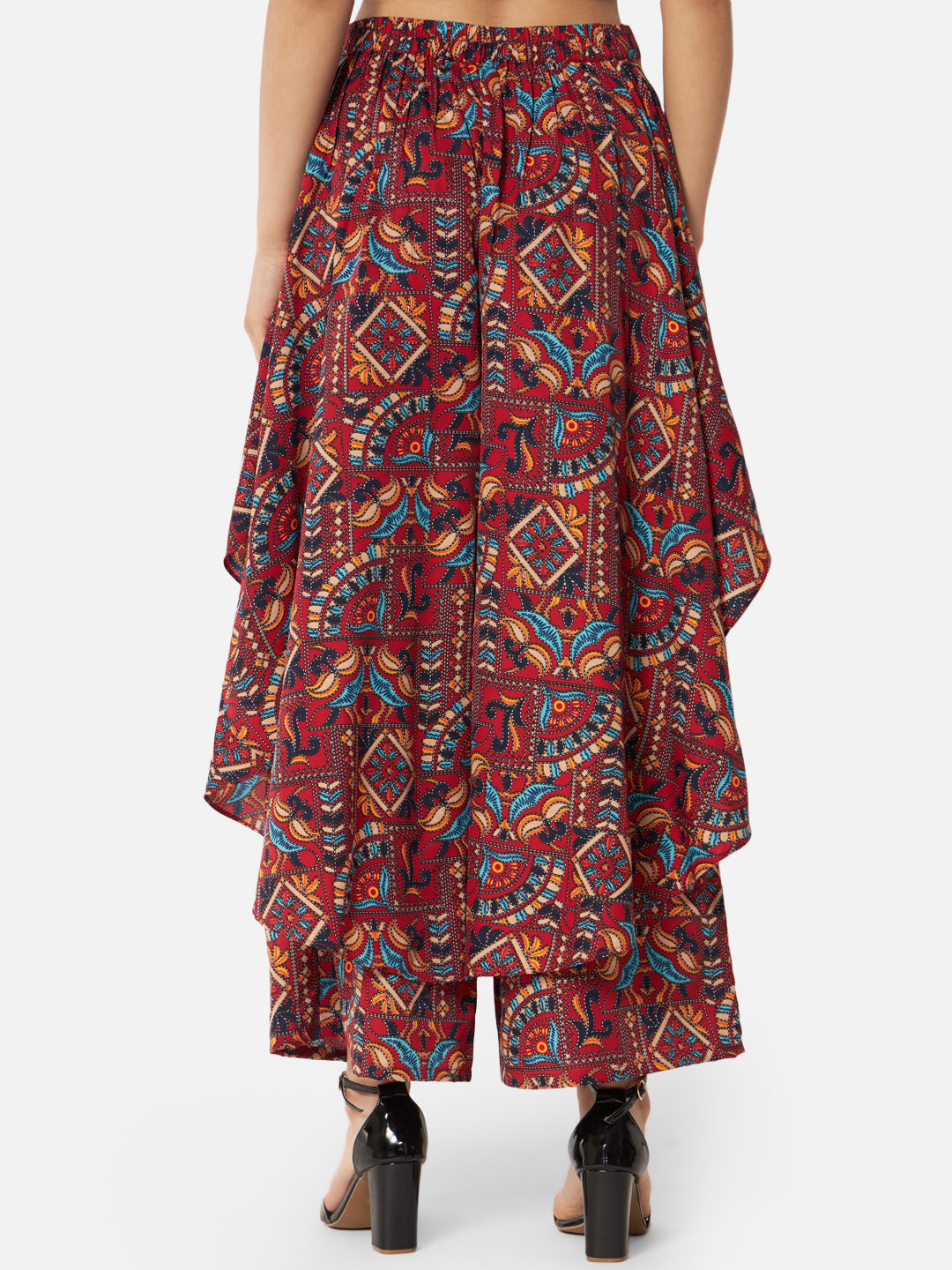 All-Over Printed Loose Fit Poly Crepe Flare Palazzo for Women