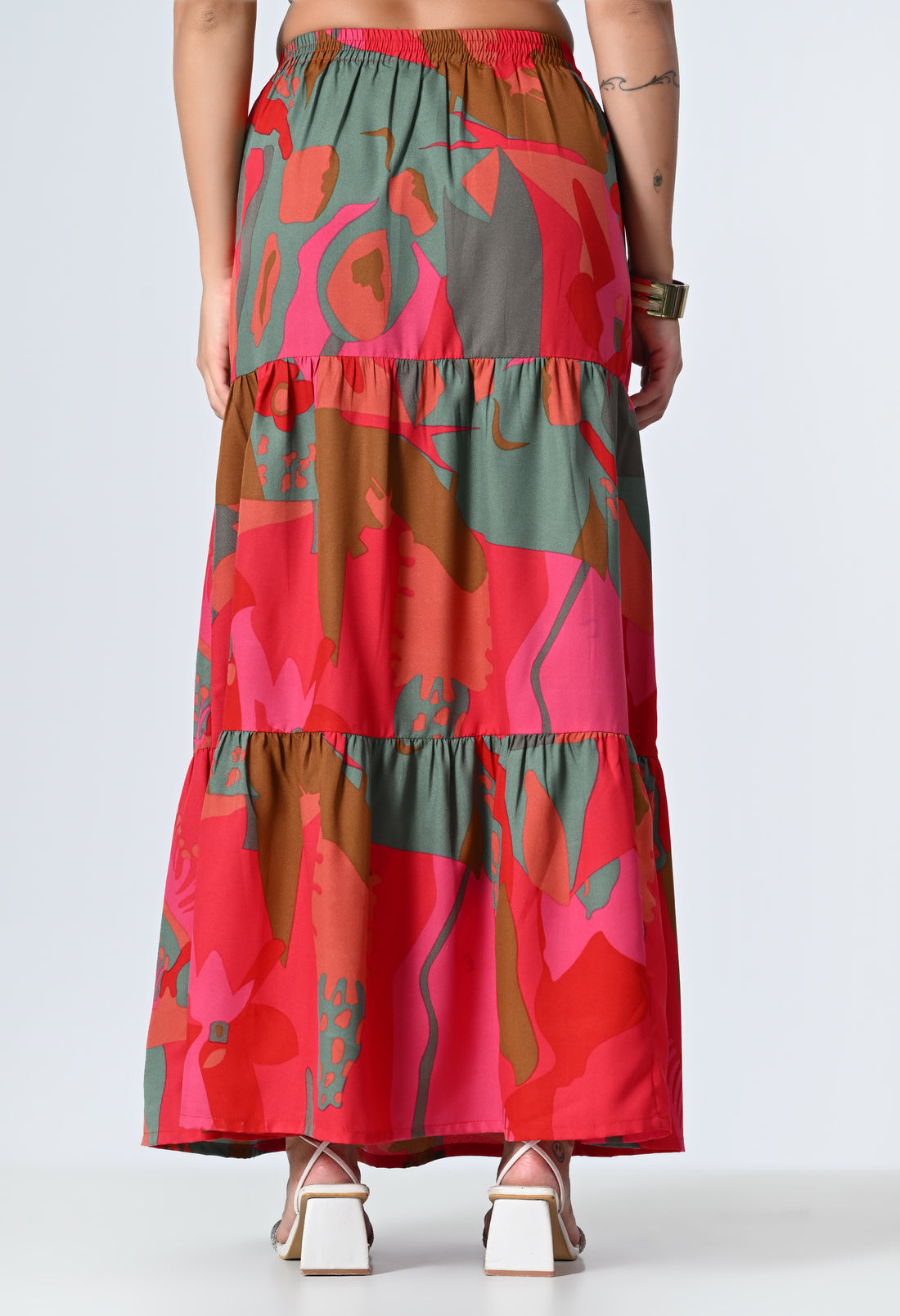 Multicolor Printed Ankle Length Skirt for Women