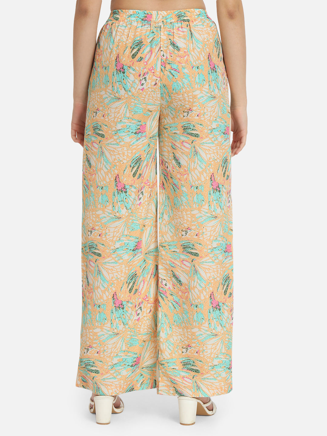 Multicolor Floral Regular Fit Straight Palazzo for Women