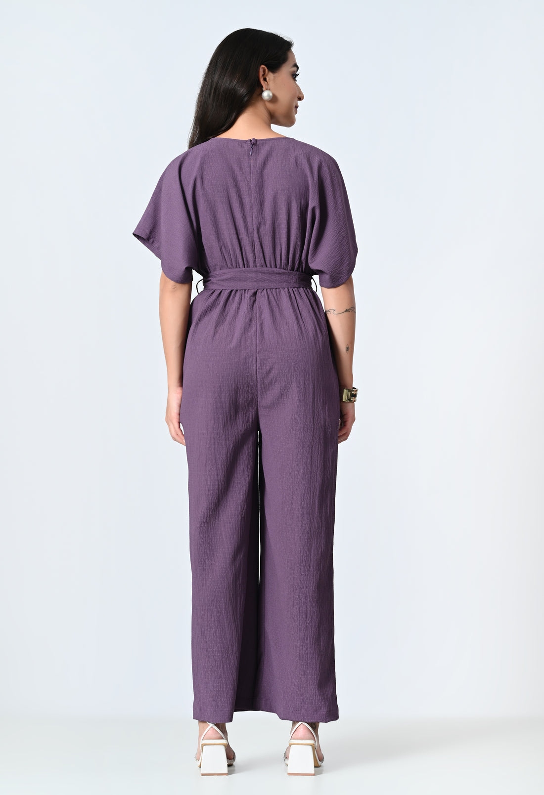 Purple Half Sleeve Jumpsuit for Women