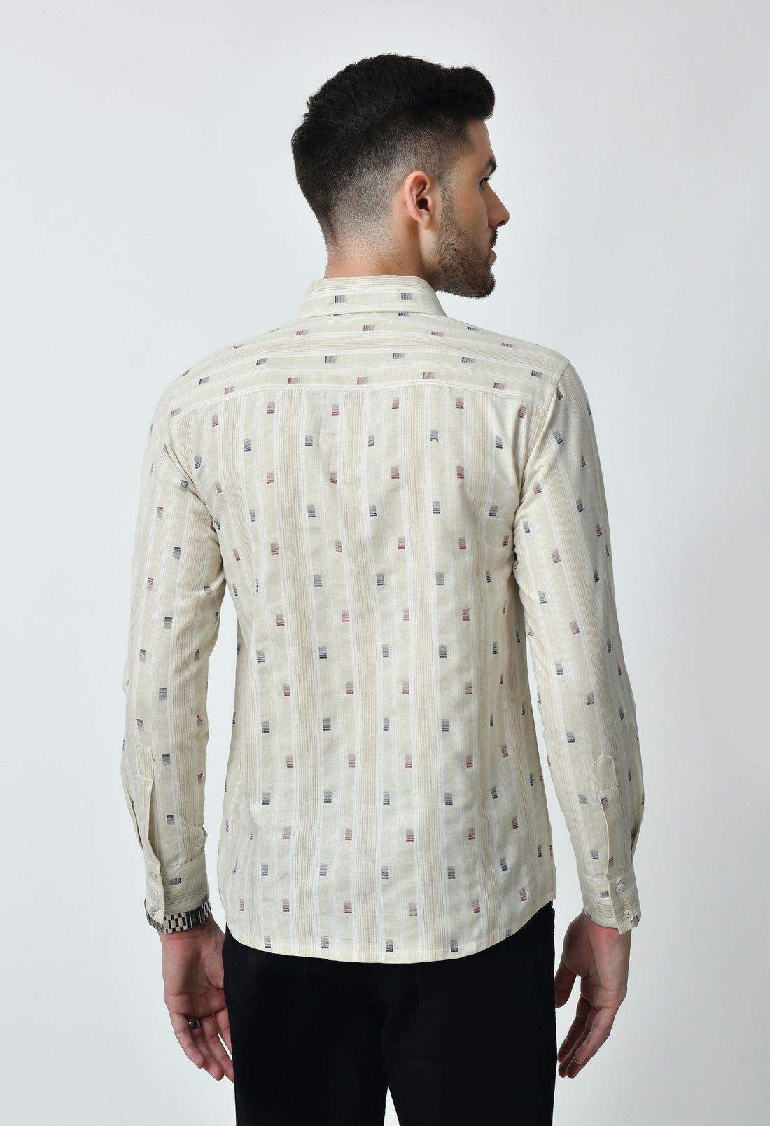 Beige Printed Full Cuff Sleeve Cotton Blend Shirt for Men
