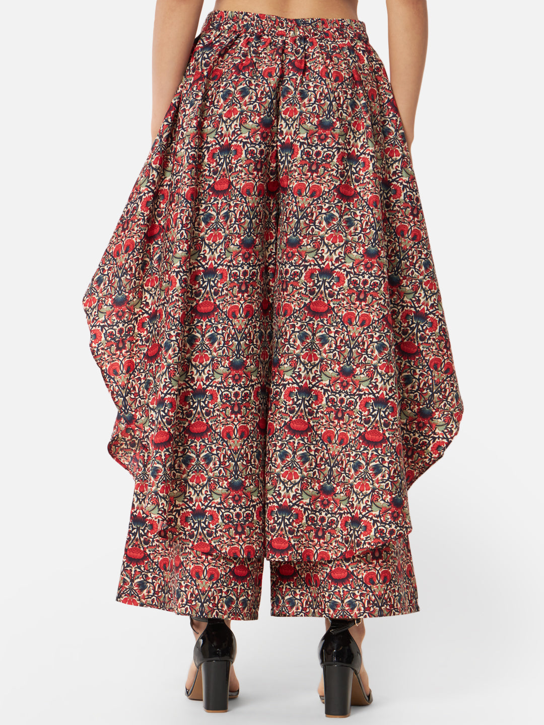 Floral Loose Fit Poly Crepe Flare Palazzo for Women