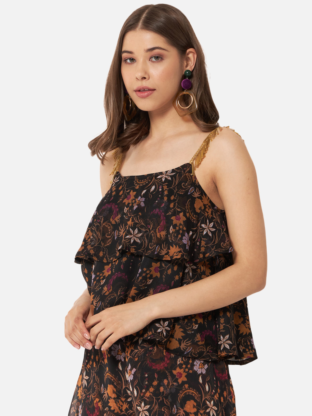 Floral Sleeveless Tiered Top for Women