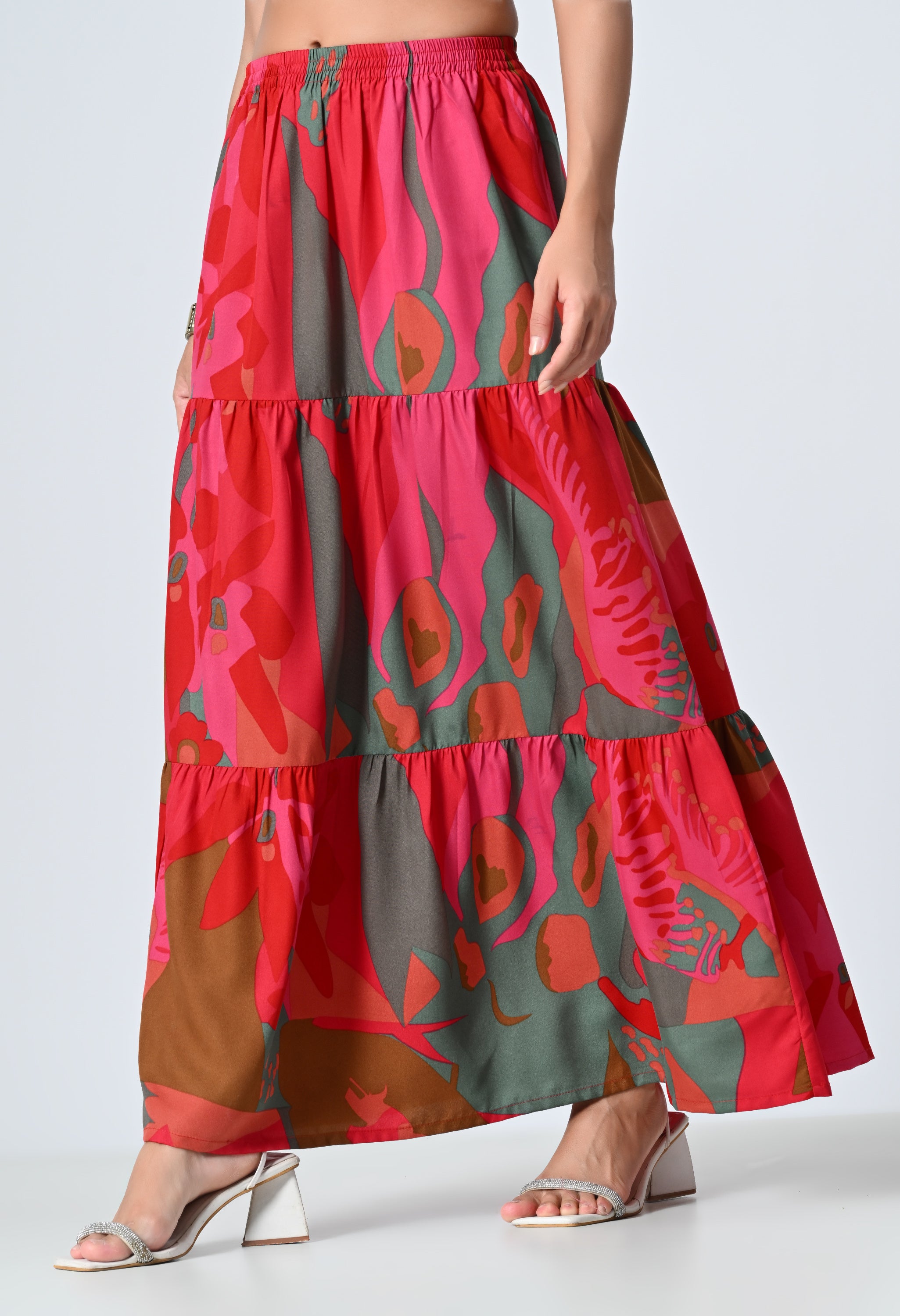 Multicolor Printed Ankle Length Skirt for Women