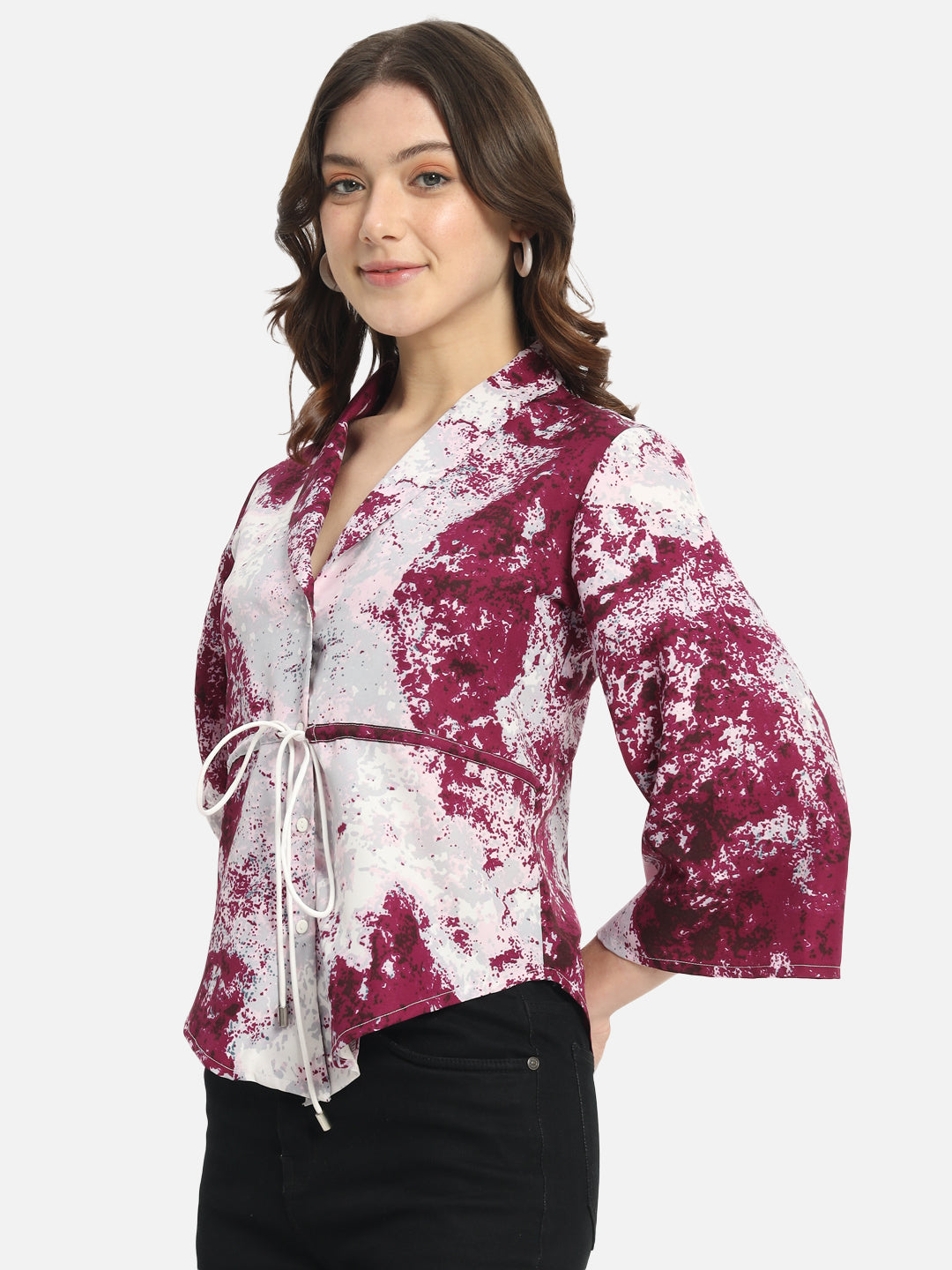 Multicolor Tie & Dye Collar Neck Top for Women