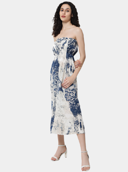 Tie-Dye Sleeveless Tube Dress for Women