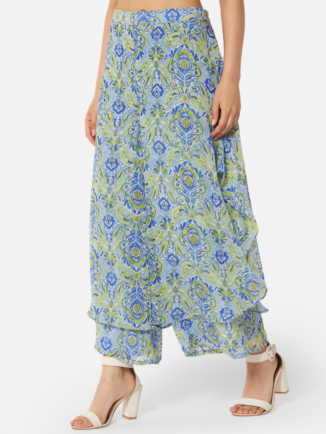 Floral Loose Fit Poly Georgette Flare Palazzo for Women