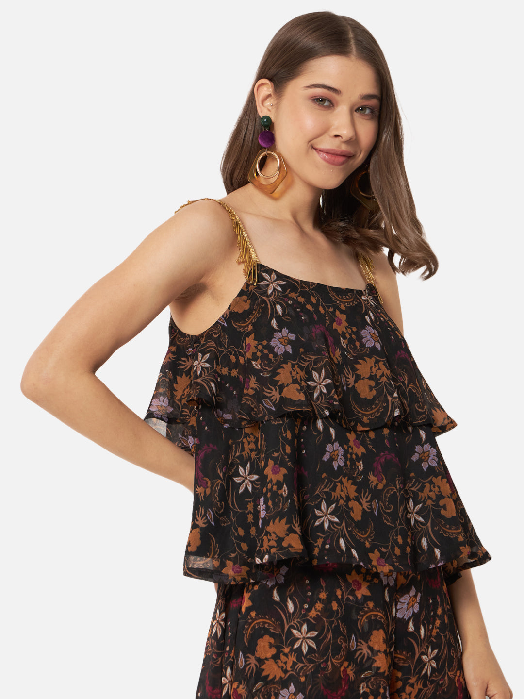 Floral Sleeveless Tiered Top for Women