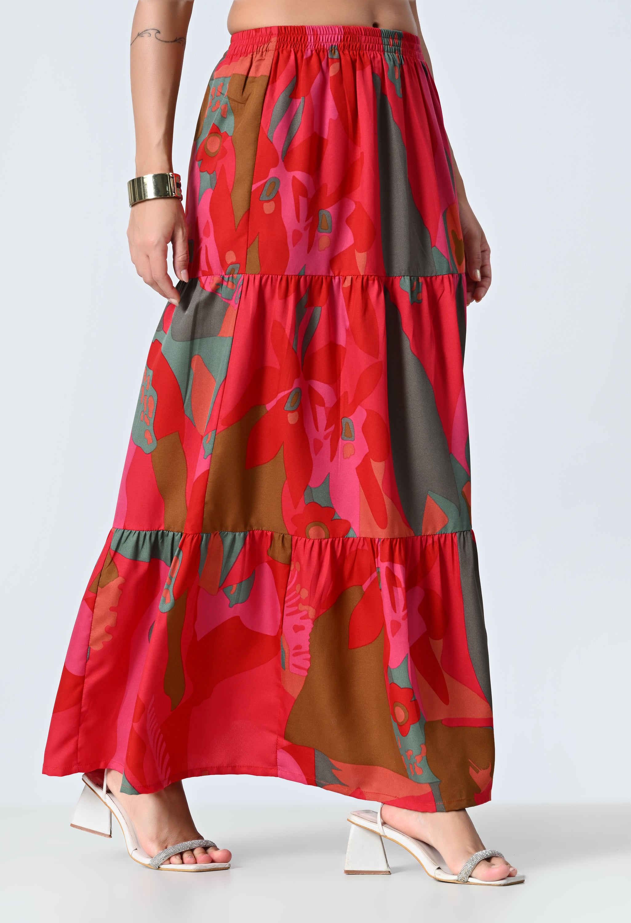 Multicolor Printed Ankle Length Skirt for Women