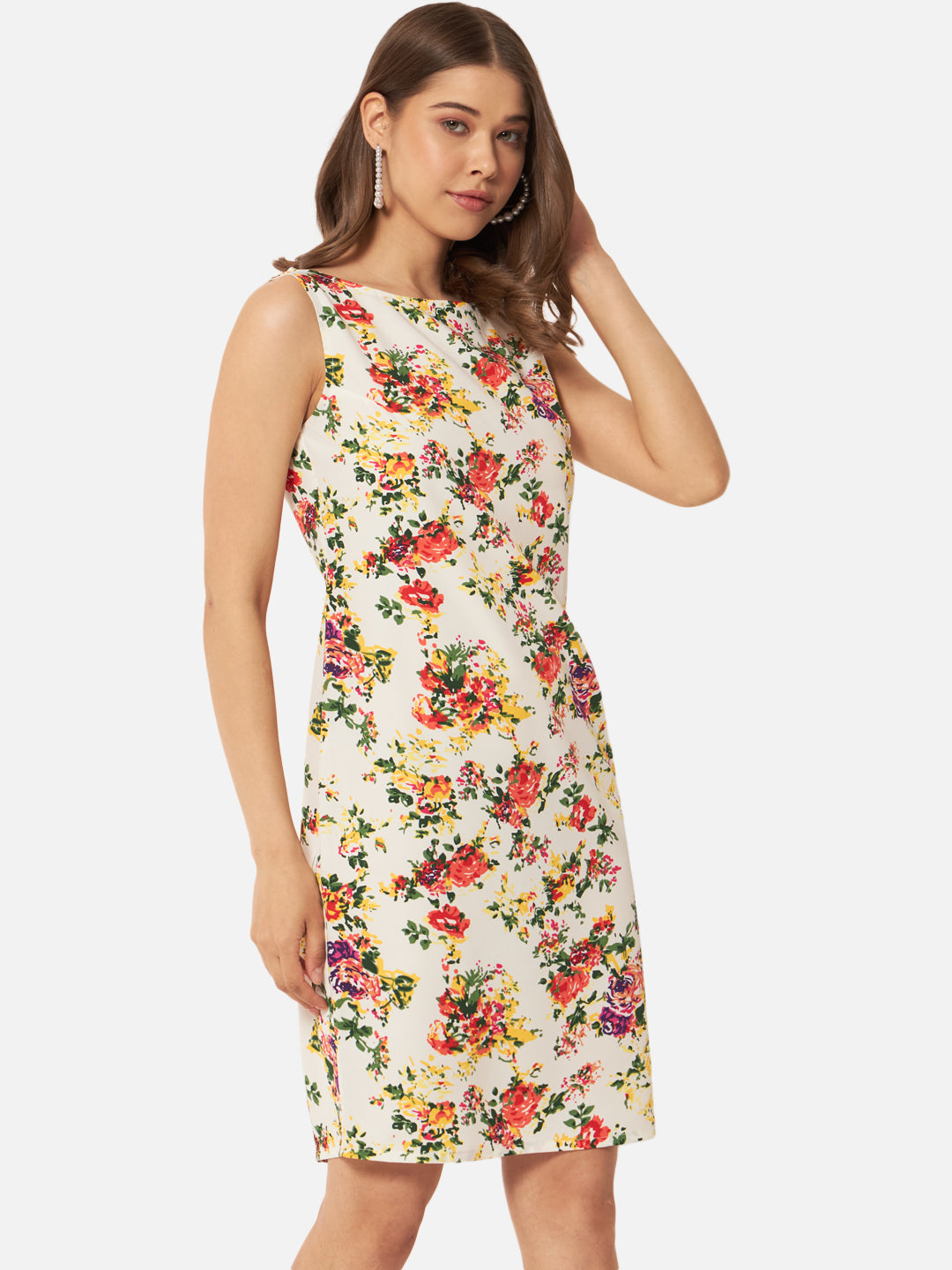 Multicolor Floral Sleeveless Bodycon Dress for Women