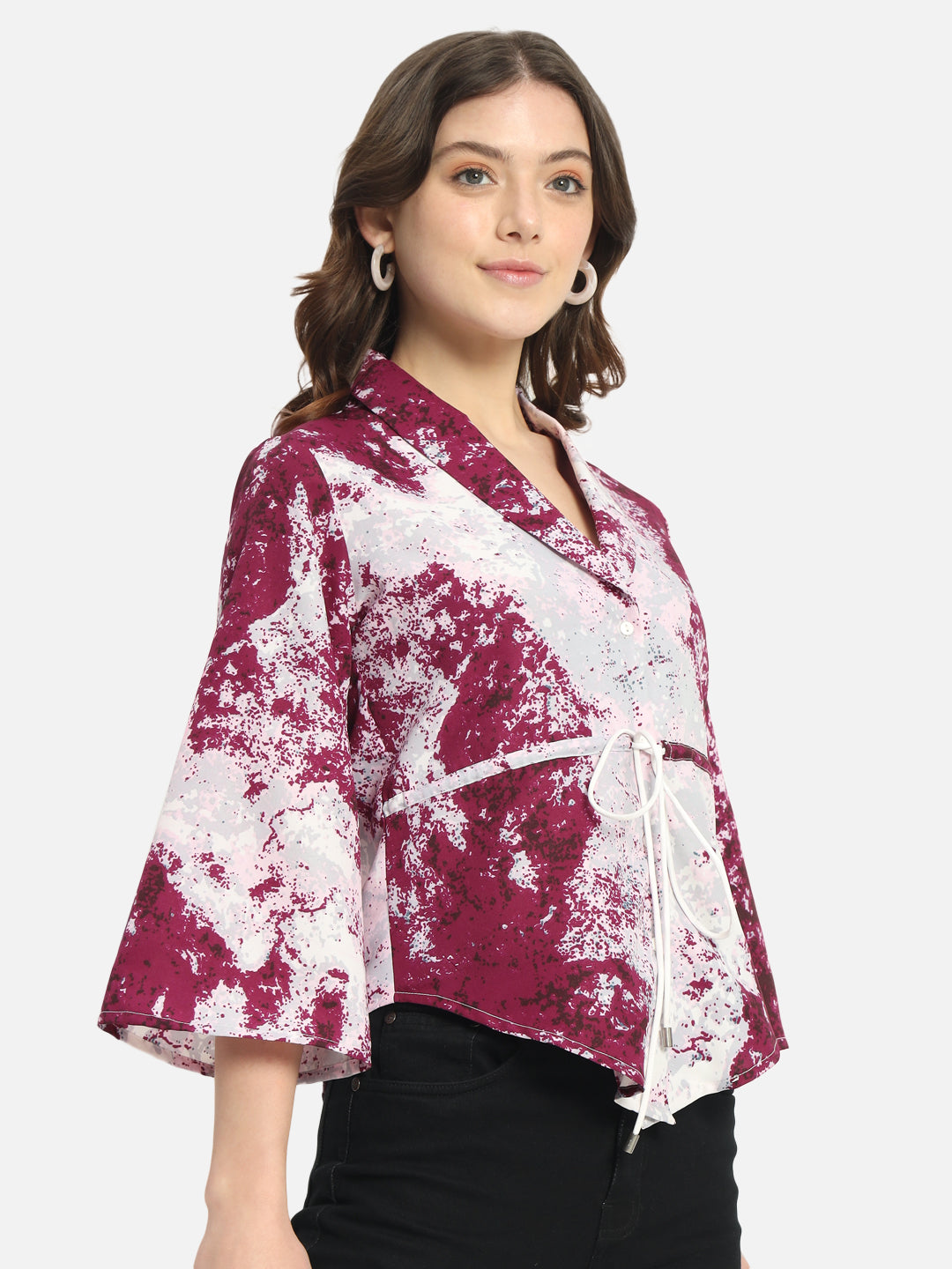 Multicolor Tie & Dye Collar Neck Top for Women