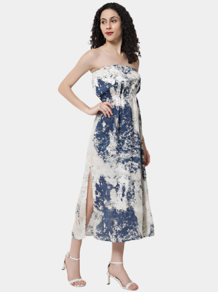 Tie-Dye Sleeveless Tube Dress for Women