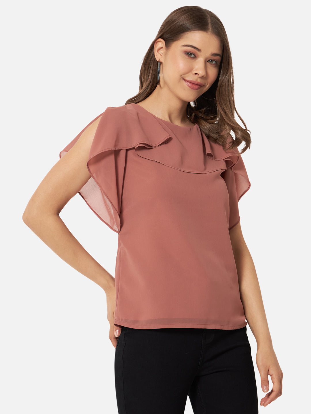 Solid Brown Sleeveless Top for Women