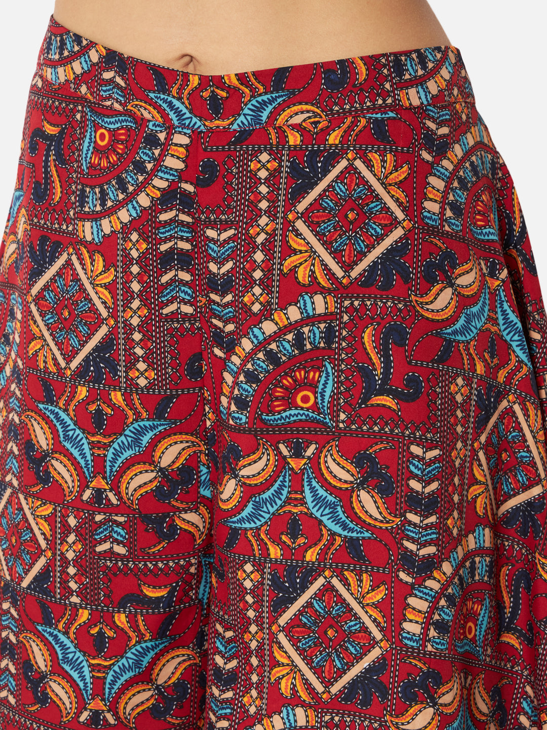 All-Over Printed Loose Fit Poly Crepe Flare Palazzo for Women