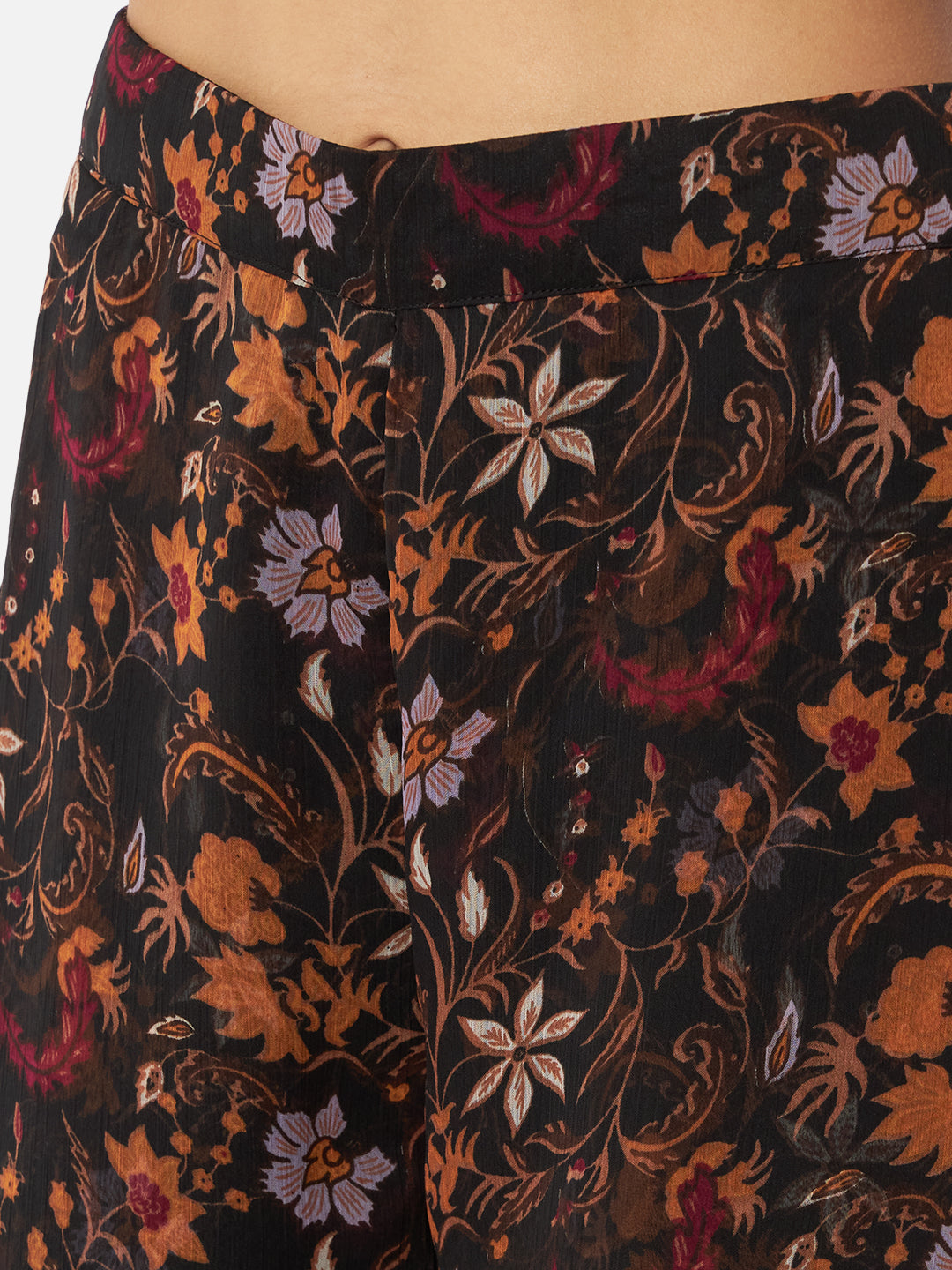 Floral Loose Fit Poly Georgette Flare Palazzo for Women