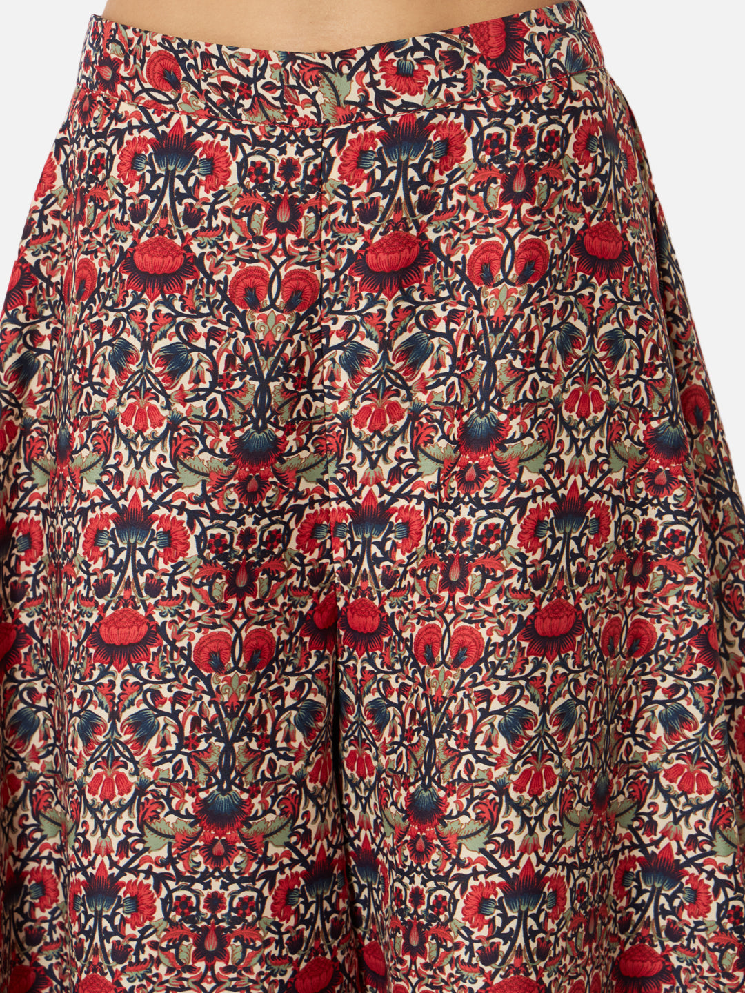 Floral Loose Fit Poly Crepe Flare Palazzo for Women